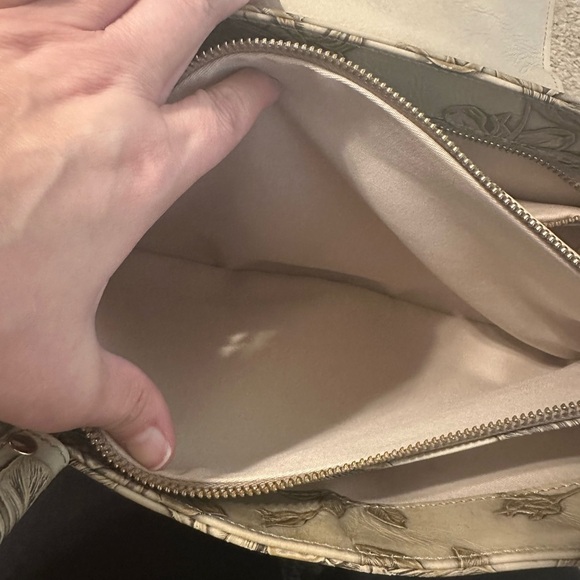Cuiieria Fiorentina Mimi Collection Taupe Floral Embossed Handbag Medium Italian - Picture 7 of 9